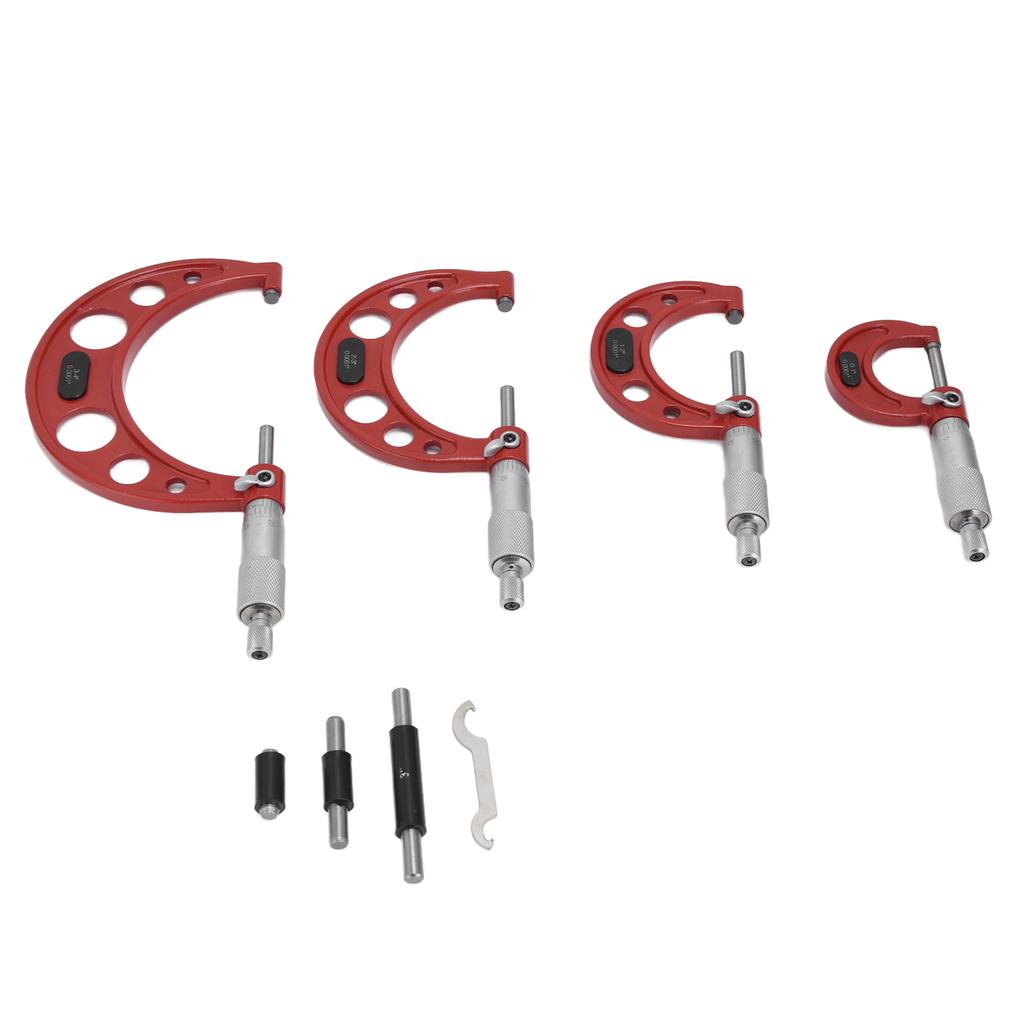 4Pcs Outside Micrometer 0.0001in Outsides Accuracy Machinist Tool for Measuring Diameter 0?4in