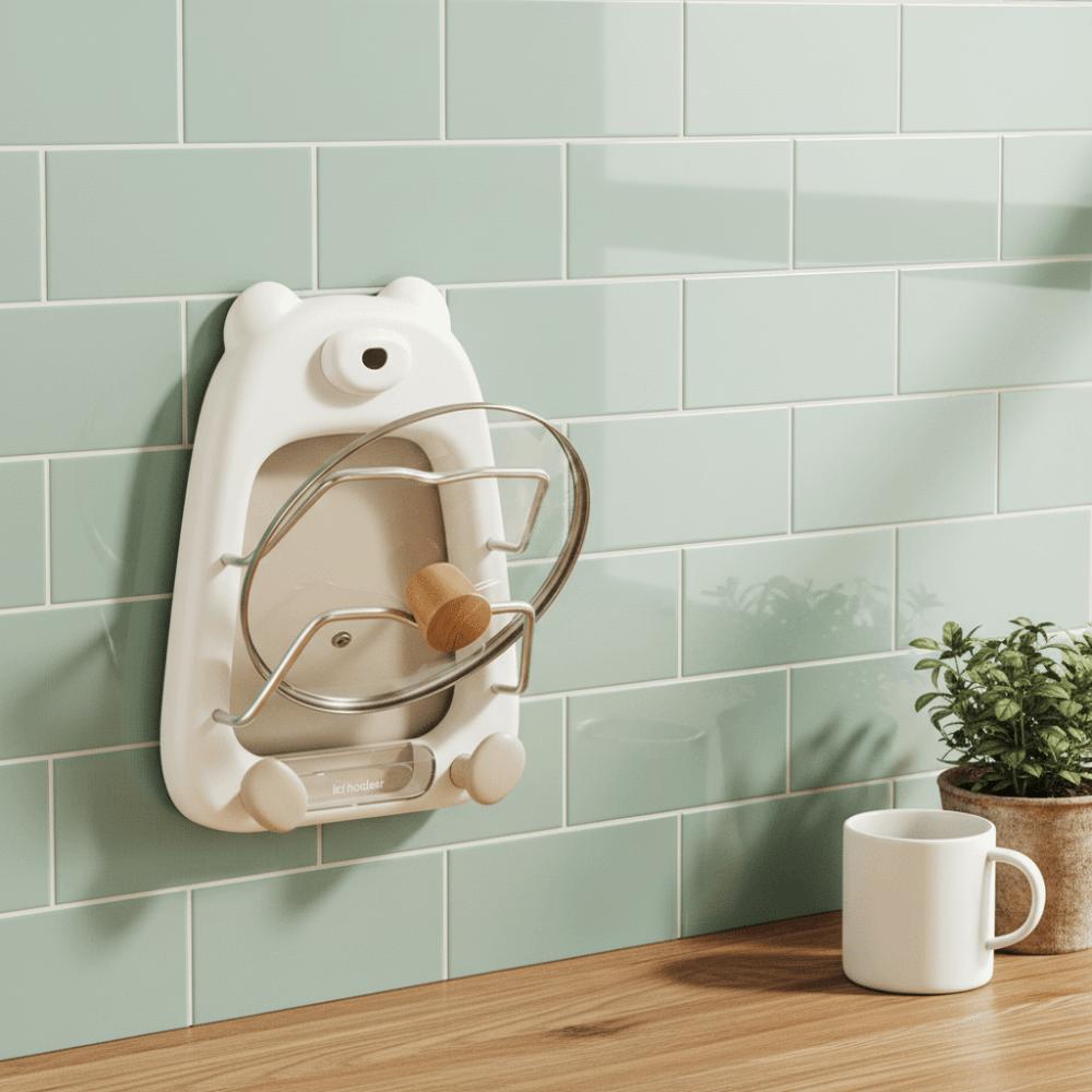 Suction Cup Pan Cover Storage Holder 2-Tier Kitchen Storage Rack Pot Lid Organizer Kitchen