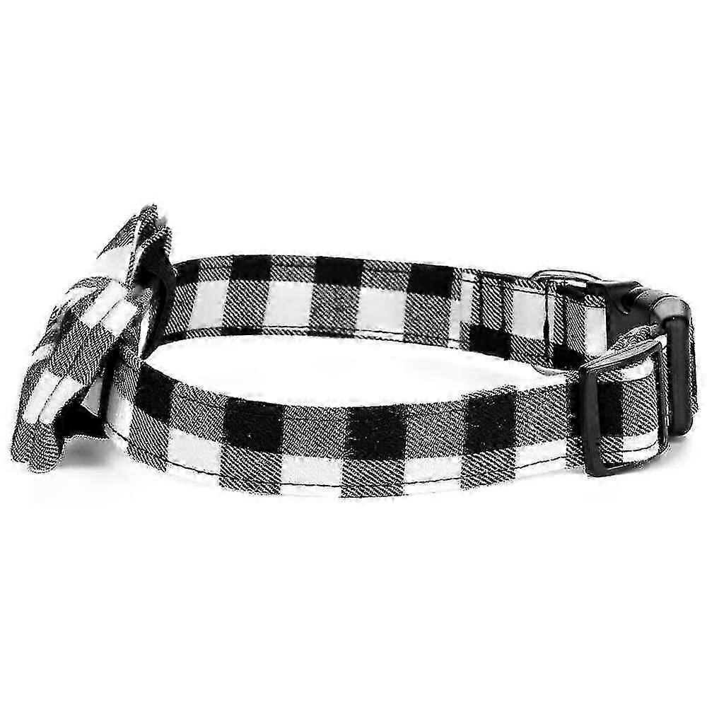Pet Dog Cat Collar With Grid Bow Tiedetachable Bowtie Adjustable Plaid Dog Pet