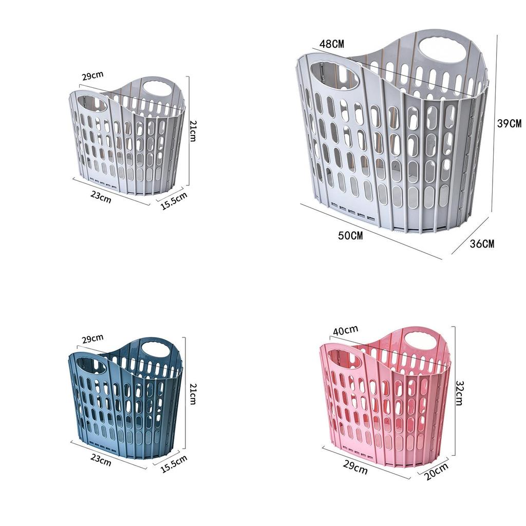 Plastic Collapsible Laundry Basket With Handle For Home Bathroom Storage And Wall Mounting