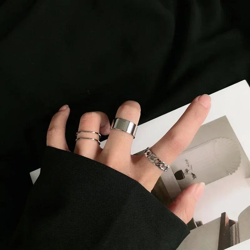 Fashion Creative Hip-hop Cold Wind Street Ring Personality Wide-faced Opening Index Finger Ring Chain Buckle Joint Tail Ring