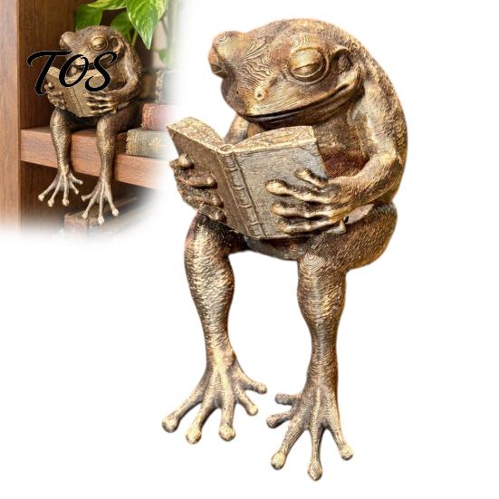 Literarischer Stil Raumdekoration Lese-Frosch Figur, Buchstützen für Bücherregal Dekoration, Harz Ornament Exquisites Geburtstagsgeschenk Freunde Zuhause Büro Arbeitszimmer