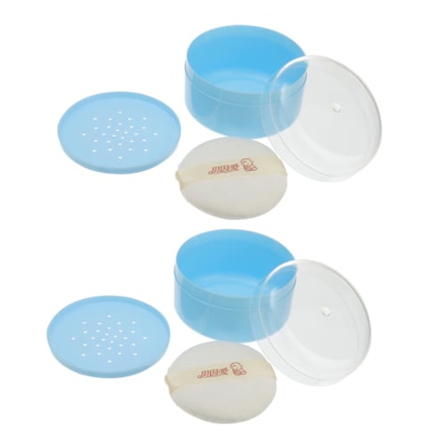 GARVALON Baby Powder Puff Box, Talcum Powder Puff Case, Durable Material, One-Hand Operation, Gentle On Skin, Newborn Care Supplies, 2-Pack