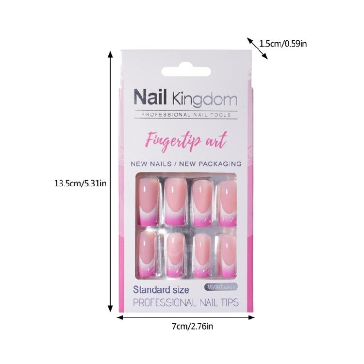 Lange Quadratische French Tip Press-On Nägel Glänzende Acryl-Fingernägel Künstliche Nägel 30 Stück Professionelle Nagelkunst Für Frauen