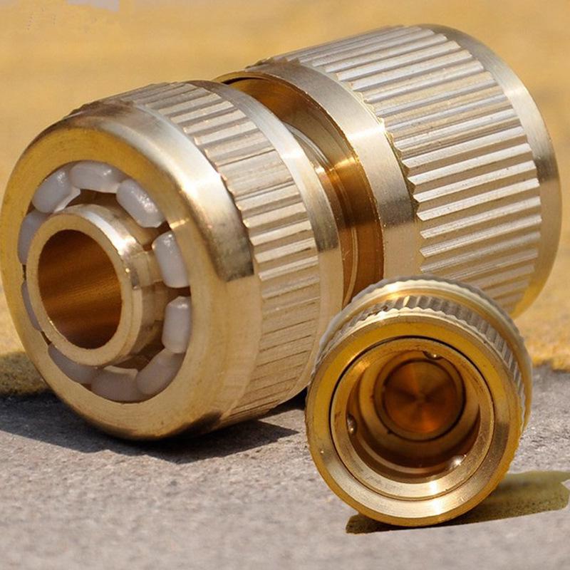 Universal Pure Copper Quick Connector for Car Wash: 4-Point Water Stop, Fits 1/2'' Hose