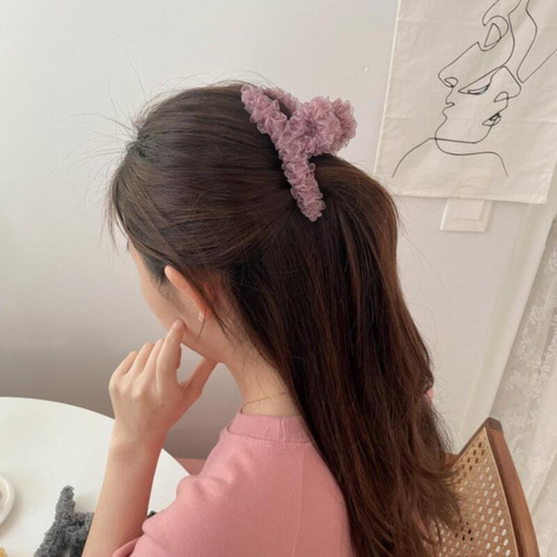Metmare Hair Clip Cute Detail Knot Women s Frill Decoration ivory