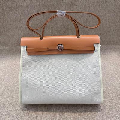 Women's Bag Canvas Bag 2025 New Single Shoulder Crossbody Bag Cowhide With Canvas Contrasting Color Handbag