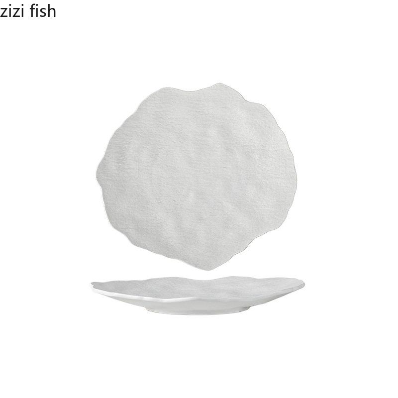 Keramisk Middagstallrik Restaurang Oregelbunden Biffplatta Desserttallrik Småtallrikar Salladstallrikar Pastatallrikar Rent Vitt Porslin