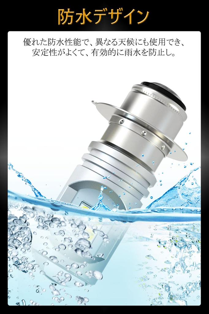 P15D 25-1 LED Headlight for Motorcycles, White, Super Diffused Lens, 12 LED Chips, 3030