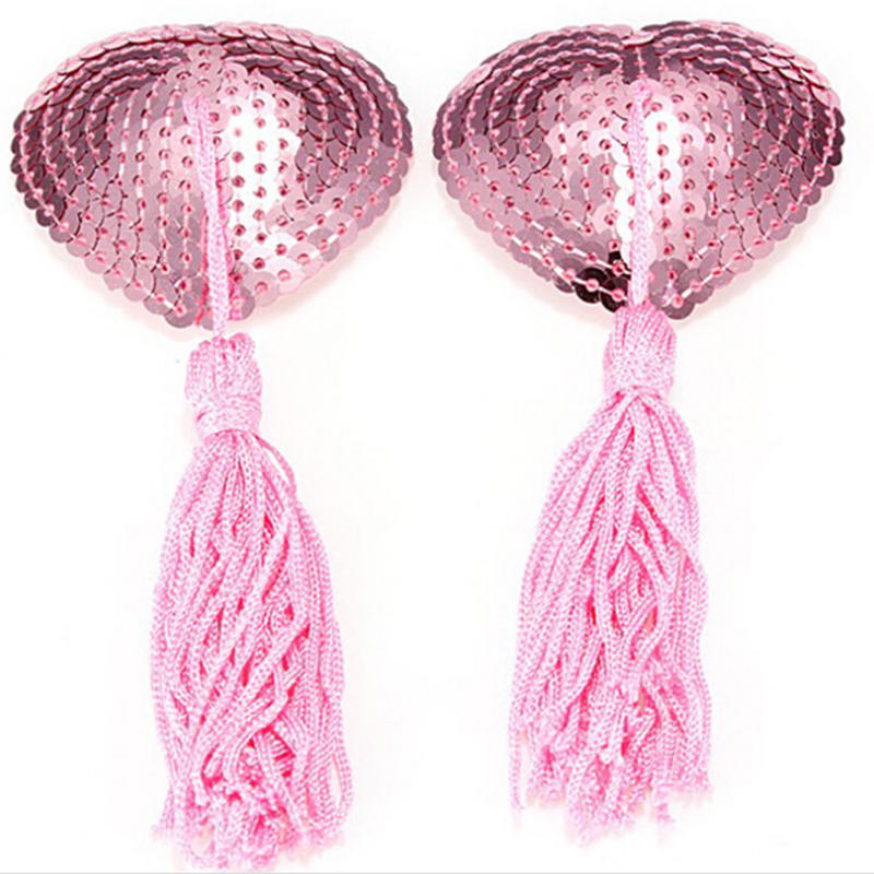 Beautiful Multiple Color Type Tassel Heart Shaped Sequin Fun Nipple Sticker