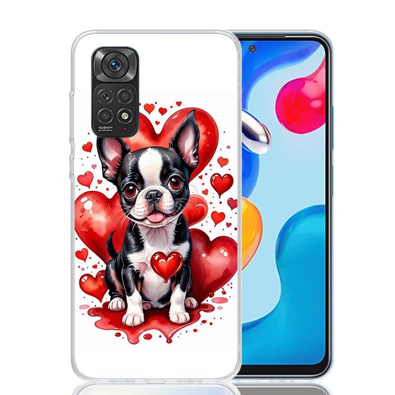 Lovely Puppy Heart Dogs Phone Case For Xiaomi Redmi Note 15 14 13 12S 12 Pro Plus 11S 11E 11 11T 10S 10 Art Soft Pattern Cover R