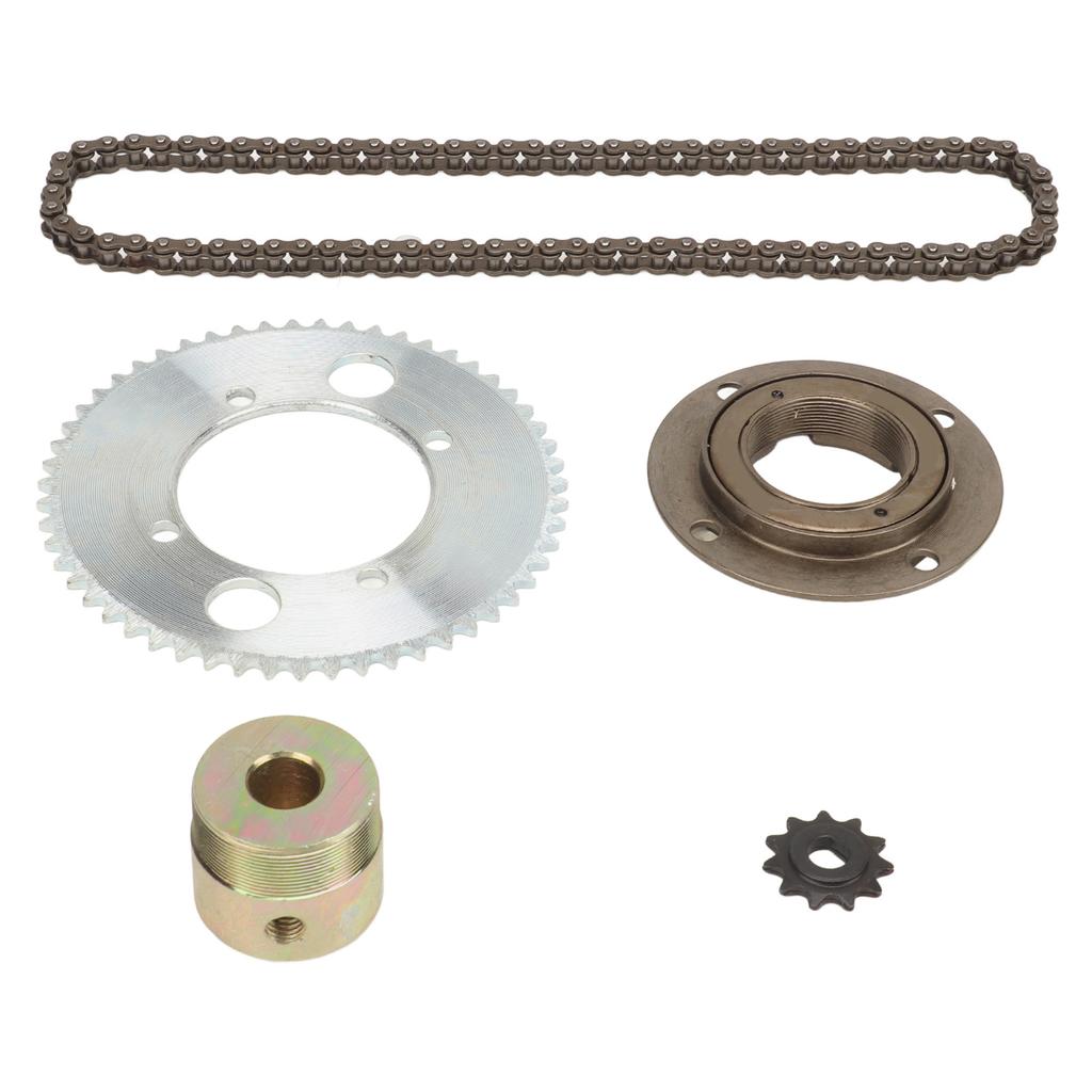 25H 82 Links Chain Kit Steel 8D 11T Front Sprocket 55T 4 Hole Rear Sprocket with Freewheel and 13mm Connector for DIY Bikes Mini Motorcycles