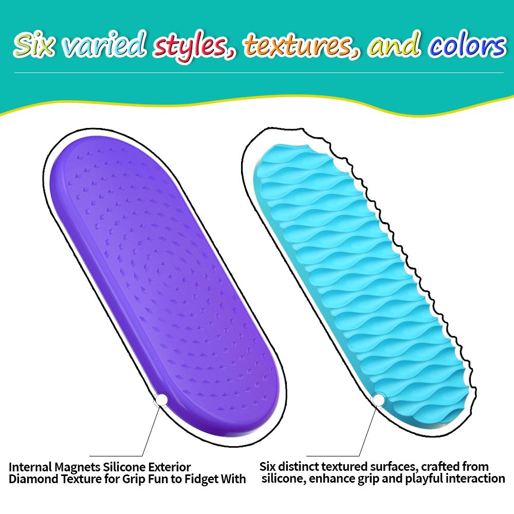 12Pcs/Set Sensory Magnet Toy Silicone Magnetic Slider for Autism Anxiety Stress Relief Toy