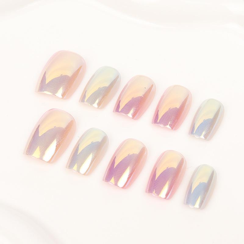 

Гальванизированный Карамельный Цвет Кошачий Глаз Градиент Нейл-арт Носимые Съемные Накладные Ногти