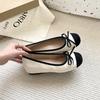 French Retro Soft-soled Single Shoes Silver Women's Shoes Summer Ladyshoes Evening Bow Red Flats Ballet Shoes