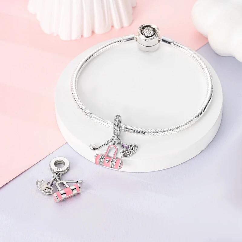 Pink Golf Bag Club Beads Copper Original Beads Fit Originalcharms Bracelet Beads Jewelry Gifts For Women