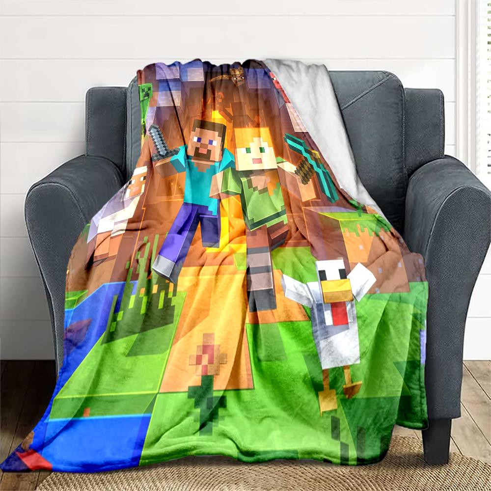 Minecraft Flannel Blanket, High quality Comfortable for All Seasons, Home Decor, Warmth and Comfort