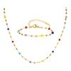 Exotic Irregular Colorful Stone Necklace for Women, Stainless Steel Gold Plated Boho Chain Choker, Aesthetic Jewelry Gift