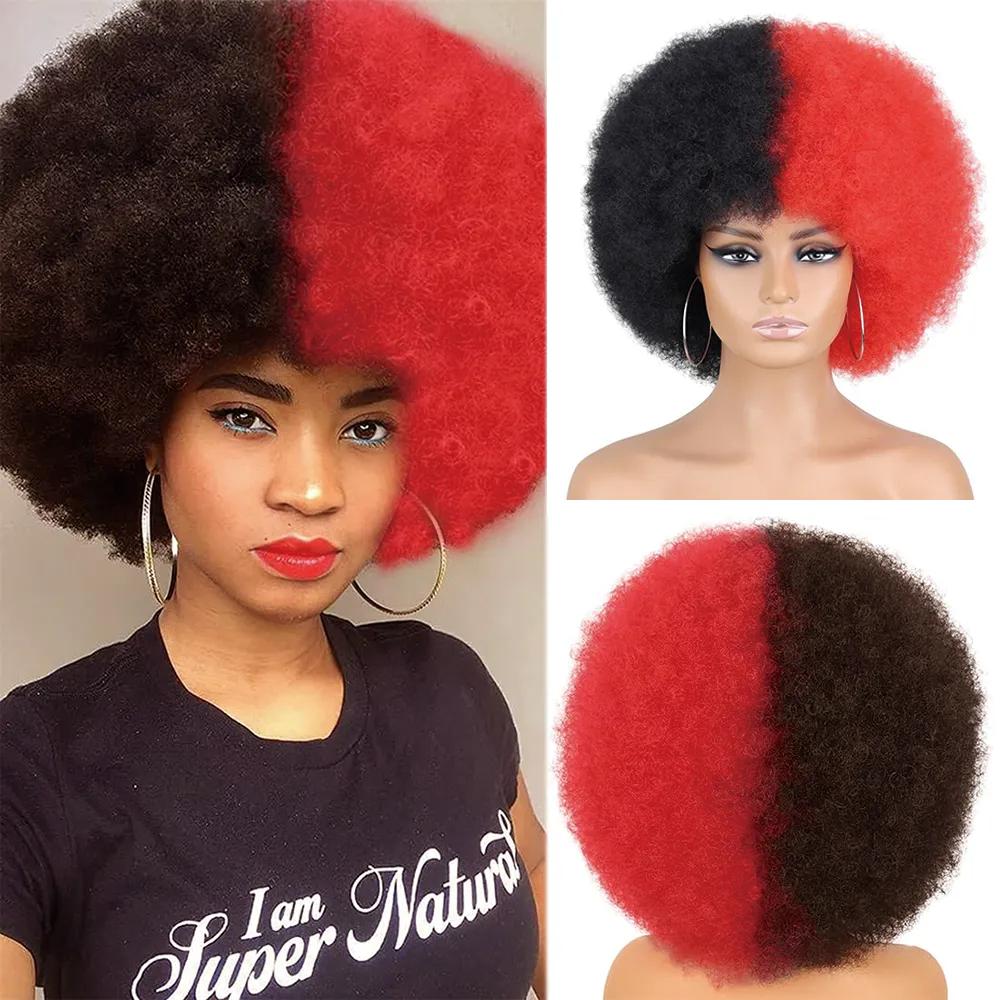 MISS WIG Synthetic Short Curly Wig African Curlys Large Roll Wig Daily Cosplay High Temperature Fiber Wig For Women Wear