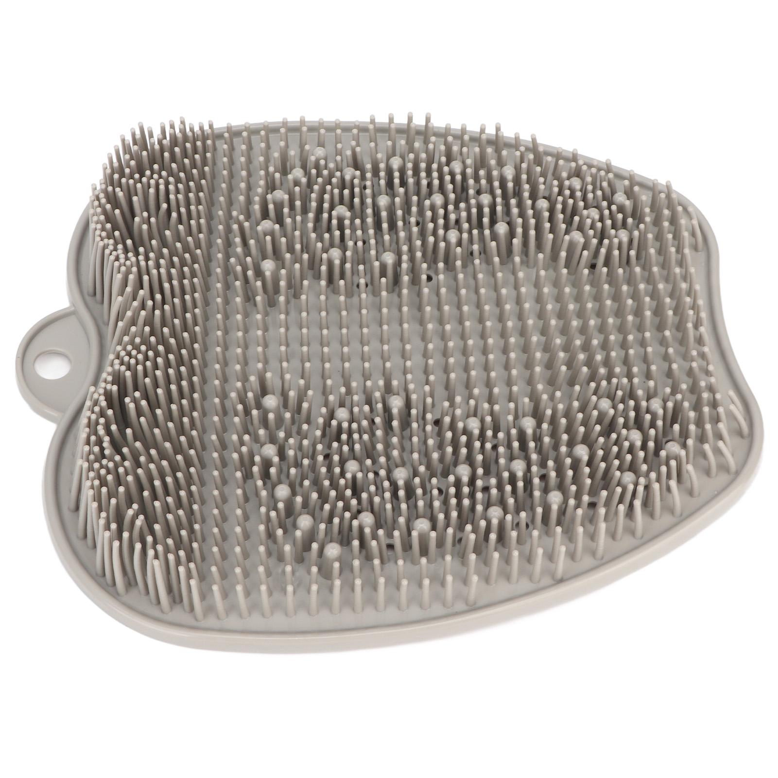 

Коврик для мытья ног в душе, отшелушивающий массажер с нескользящей присоской, щетка для ванны, серый