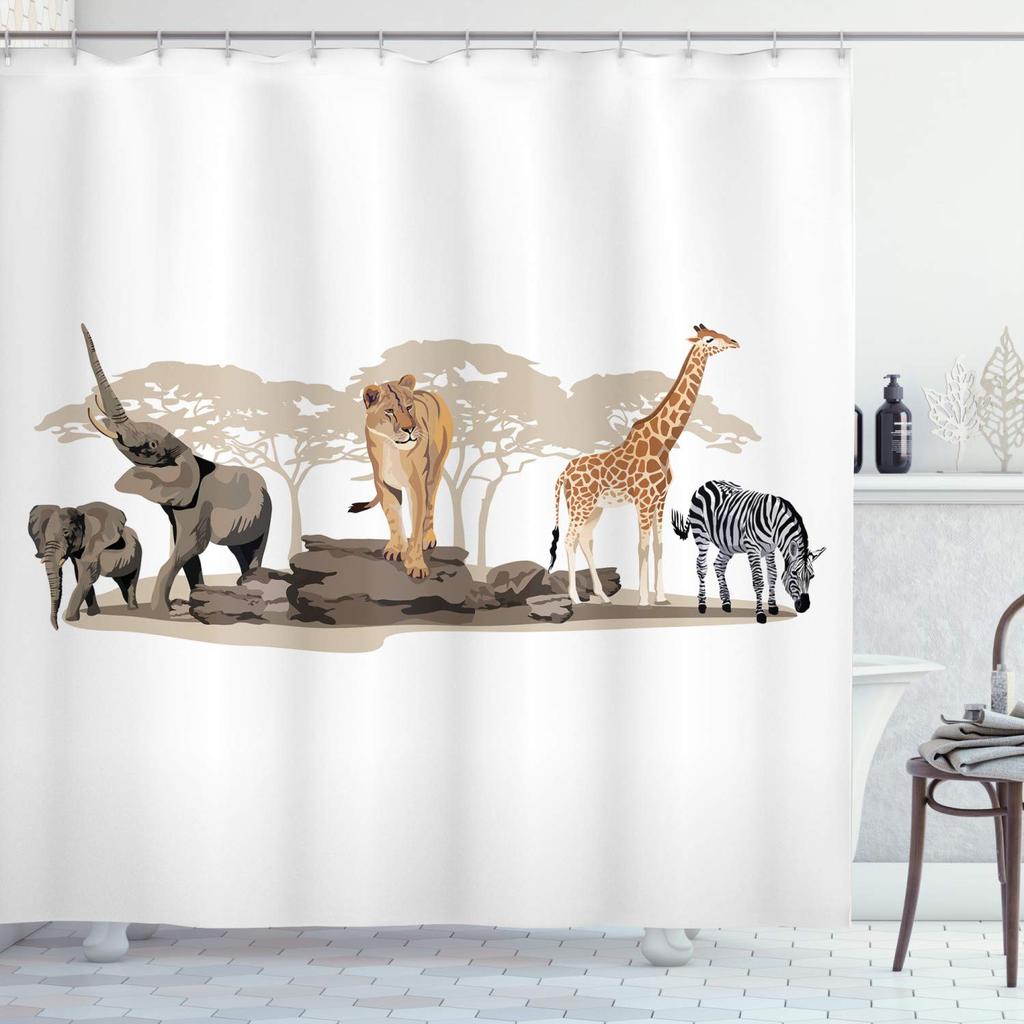 Funny Giraffe Get Naked Shower Curtain Giraffe with Glasses In Soap Bubble Bathtub Wild Animals Bathroom Decor Waterproof Fabric