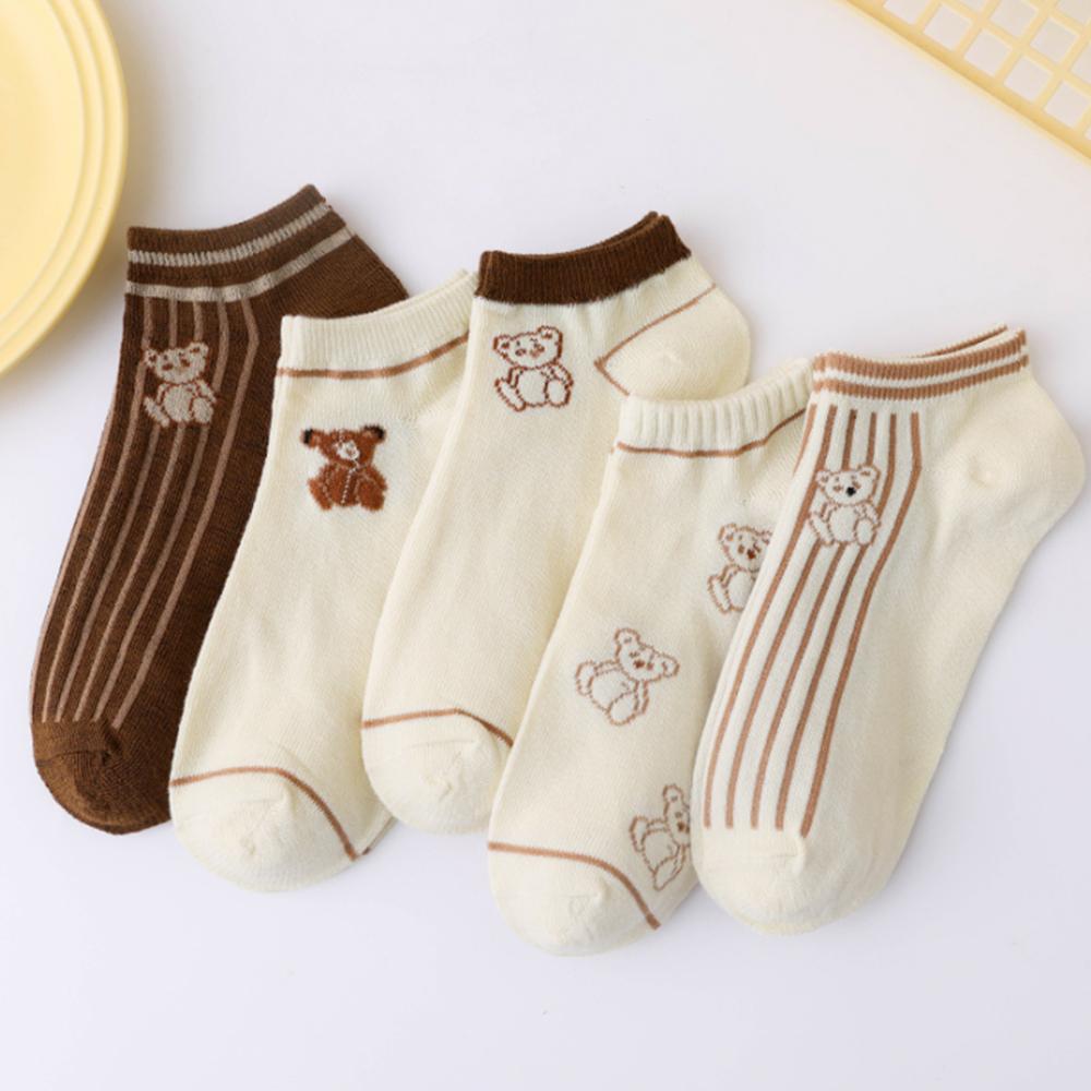5 Pairs/Lot Summer Short Women's Socks Low Rise Comfortable Breathable Cute Print Ankle Foot Covers Fashion Cartoon Kawaii Socks