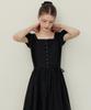 Adowl See Through Choker Law Rise Long Dress - Black