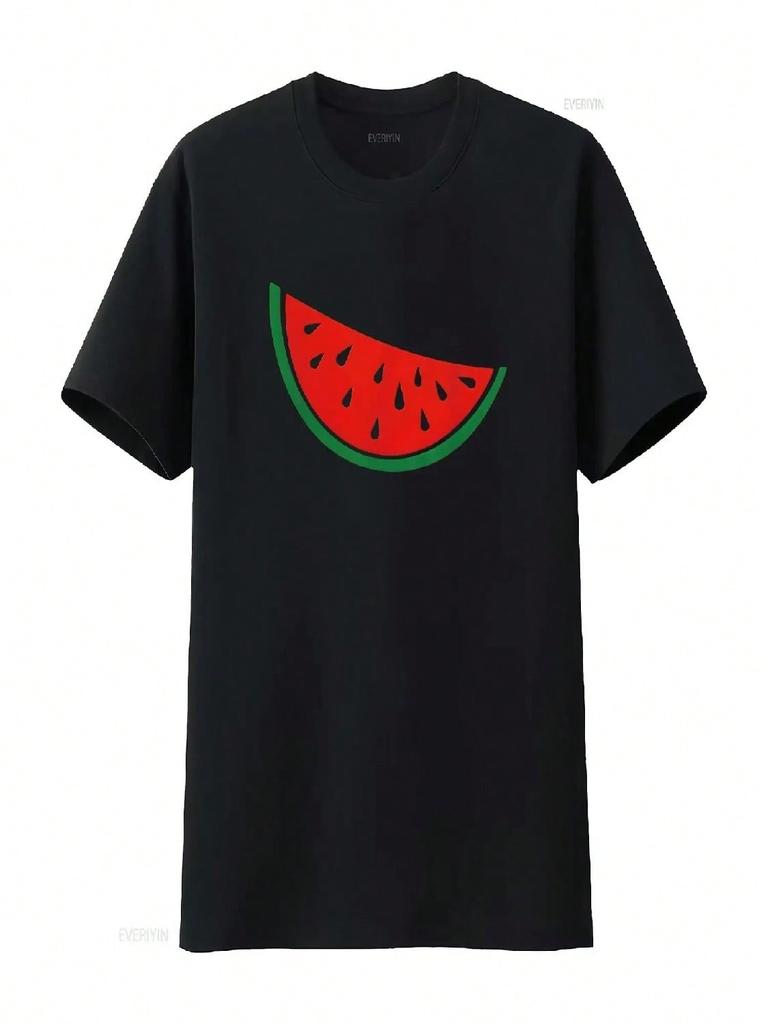 Watermelon T Shirt Vintage Washed Versatile Fashion Stretched Designer Clothes Slightly Streetwear Top For Everyday Wear