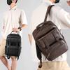 High Quality PU Leather Men's Backpack Solid Color Waterproof Computer Laptop Bag Durable Casual Travel Bag