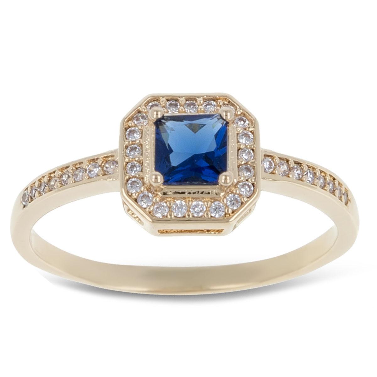 

Bague Plaqué Or Sissi bleu doré - 9x9 mm