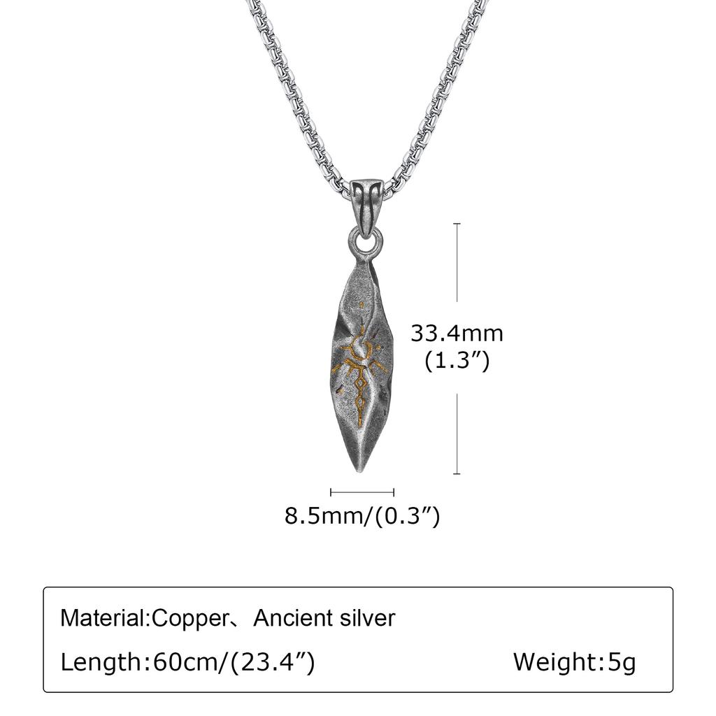 Xiaomi Vnox Retro Wish Stone Necklaces for Men Teens Boys, Tribal Rune Sun Pattern Pendant, Vintage Ethnic Collar Gift