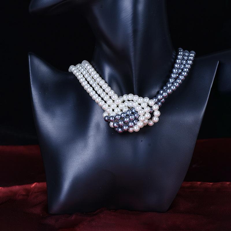 Exaggerated Cyber Multilayer Bead Punk Collar Clavicle Chain Geometric Bead Necklace Female Beads