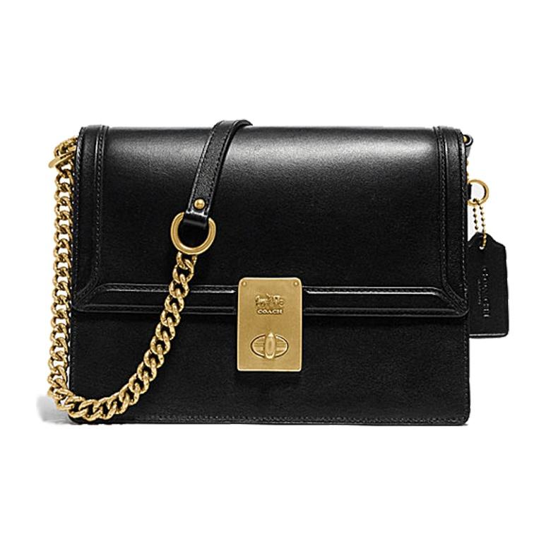 

Coach Hutton 22 Turn-Lock Flap Chain Crossbody Bag Women Bags Black 88342-B4BK Basic Set (Bag+Dust Bag)