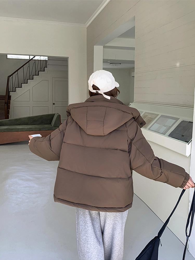 Women’s Short Hooded Windproof Thicken Warm Winter Jacket With Drawstring