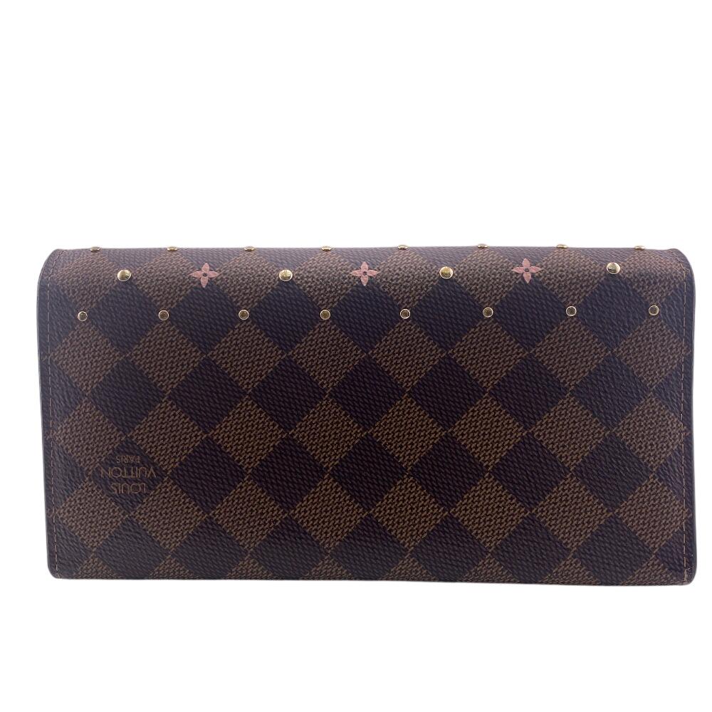 LOUIS VUITTON N60476 Damier Ebene leather Portefeuille Sara Purse Brown leather Used