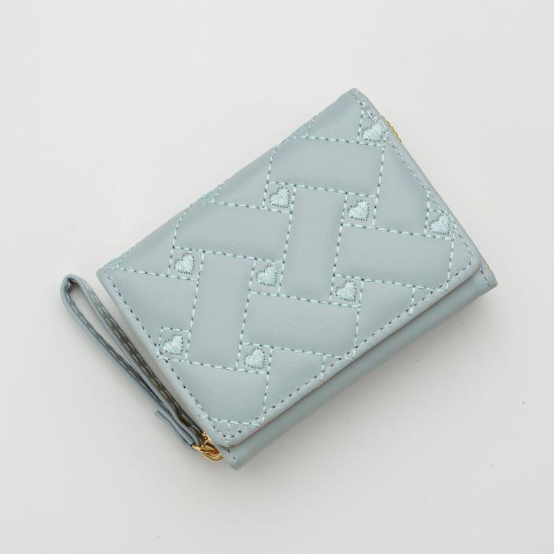 Versatile Women's Short Embroidered Wallet Zipper Buckle Large Capacity Trifold Card Bag Fashion Simple Multi Card Slots Wallet
