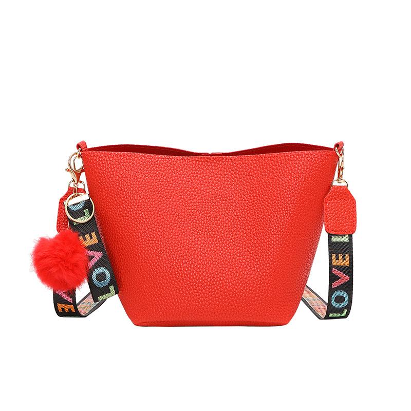 Lychee pattern ribbon one shoulder crossbody tote bag new large capacity simple fashion women's bag