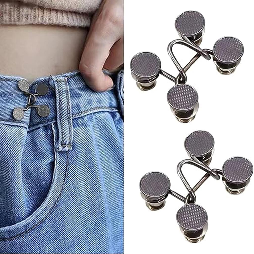 2~8Sets Adjustable Jeans Button Pant Waist Tightener,Detachable Decor Waist Buckle, No Sew and No Tools Button Pins for Jeans