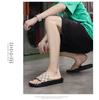 Men's 2024 Genuine Leather Non-Slip Outdoor Beach Slippers - Trendy Single Strap Design