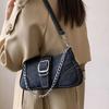 Retro Denim Canvas Bag Bag Women'S Fashion Shoulder Versatile Chain Underarm Baguette Bag