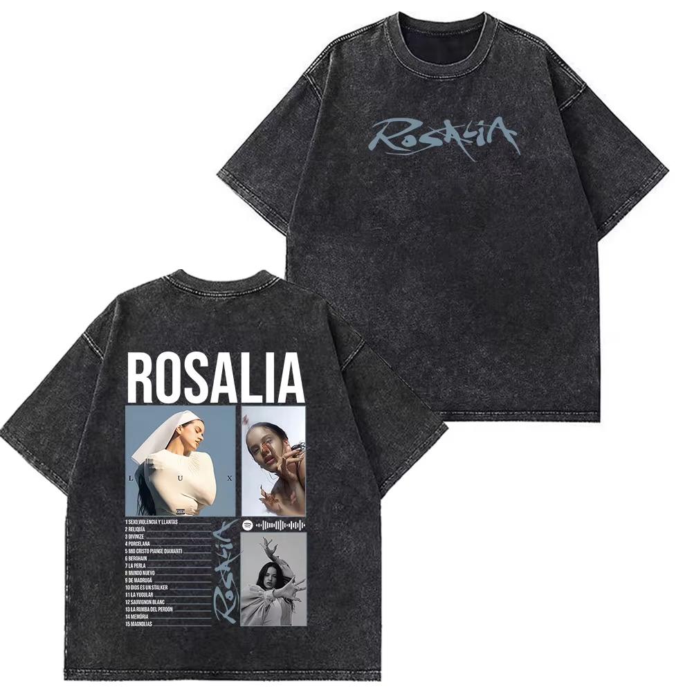 Rosala LUX TRACKLIST TEE Album Tour Vintage Washed Tshirt Men Women Short Sleeve Cotton Aesthetic Tshirts Casual Tshirts