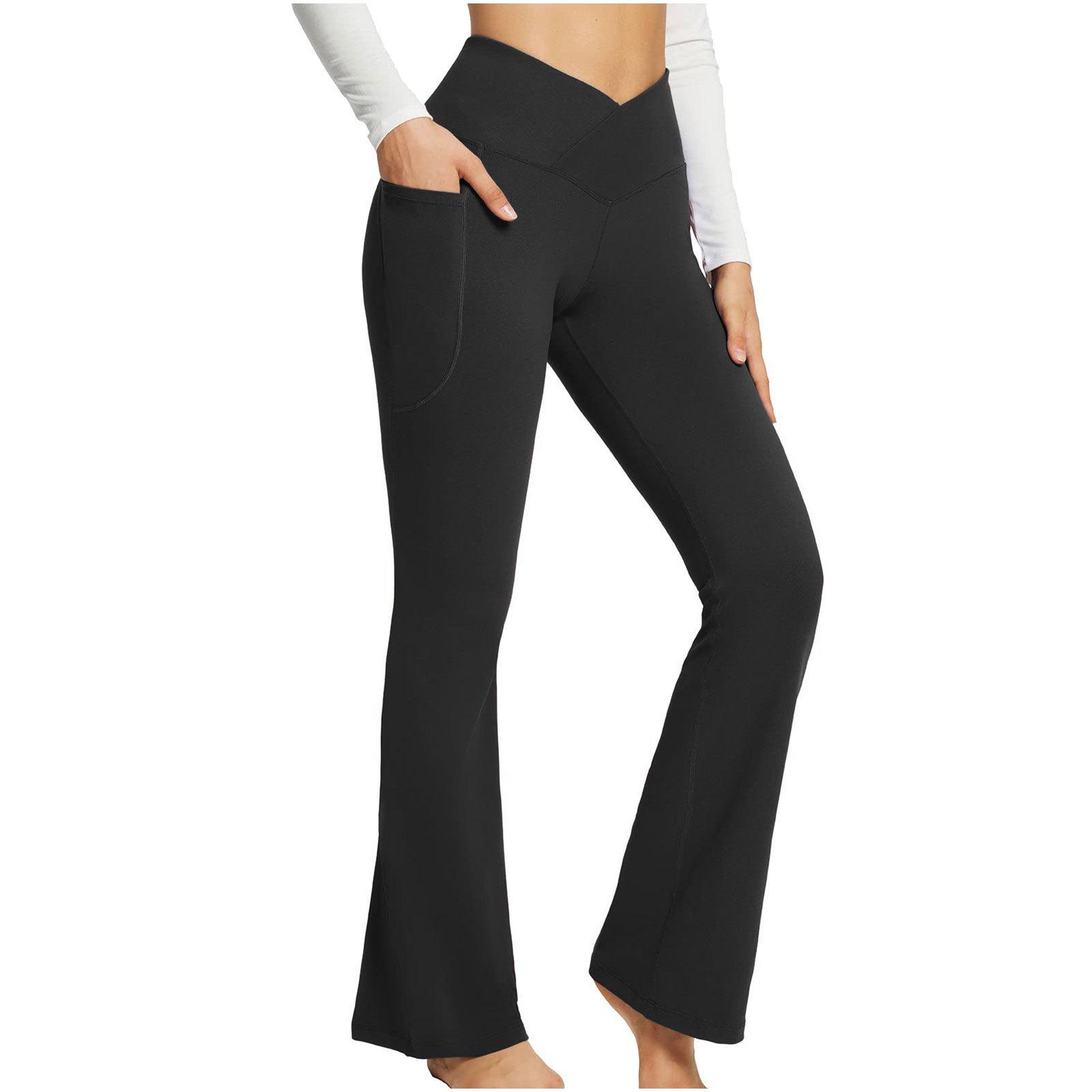 

2025 Spring/Summer Women s Solid Color High Waist Slim Fit Wide Leg Yoga Pants Extra Large чорний