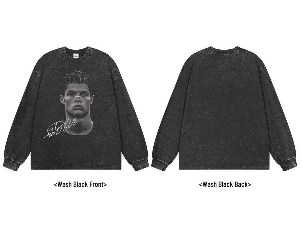 Cristiano Ronaldo Retro Distressed Heavyweight Cotton T-Shirt