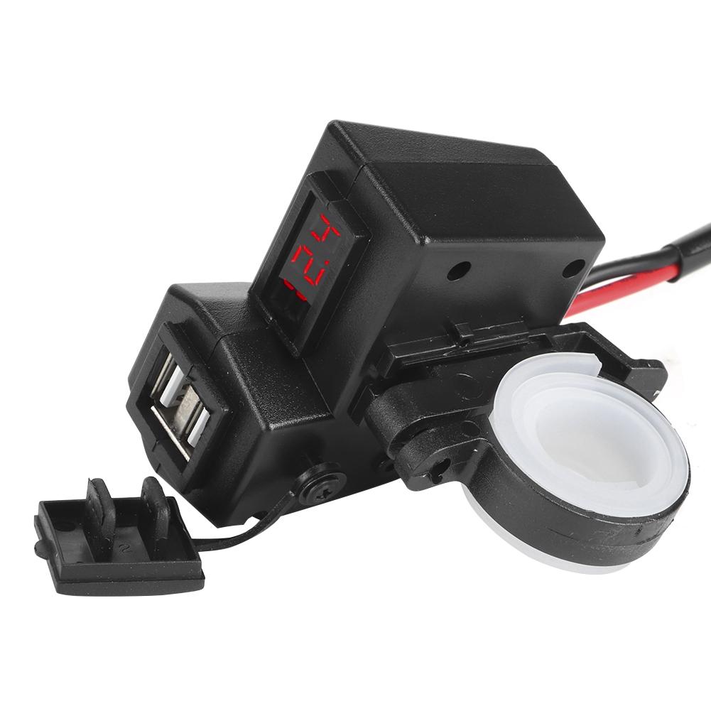   Motorcycle Dual USB   Socket Adapter with Voltmeter Display