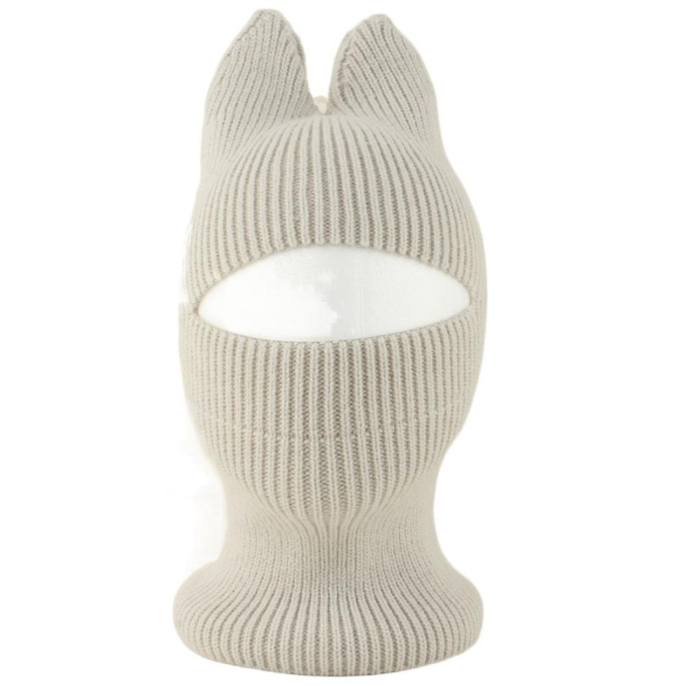 Crochet Ears Protection Hat Knitted Balaclava Hat Cute Kids Hat  Face Cover