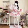 Traditional Japanese Lolita Coord Cherry Blossom Maid Dress Set Kawaii Vintage Cosplay Modern Hanfu