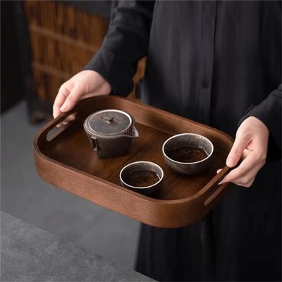 Rectangular Walnut Tea Tray Polished Afternoon Tea Tray Durable Tea Serving Plate  Coffee Shop