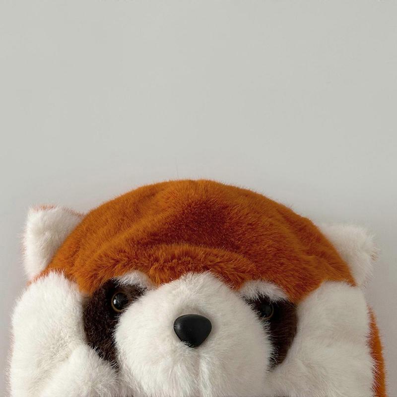 Kids Earflap Hat Autumn Winter Caps Lovely Lesser Panda Hat for Outdoor Traveling Skiing Windproof Ear Protection Caps  Orange