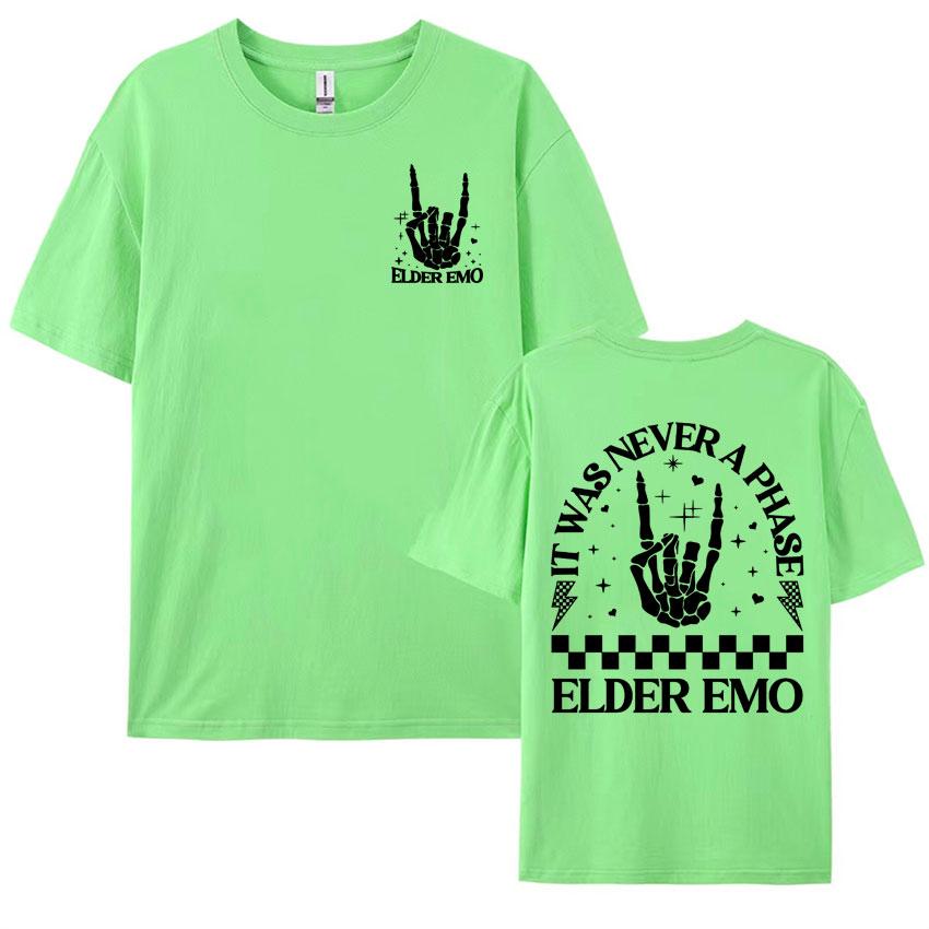 Elder Emo Comfort Colors T Shirt It Was Never A Phase Emo Moms Skeleton Tshirts Men Women Retro Gothic Oversized Cotton Tshirt