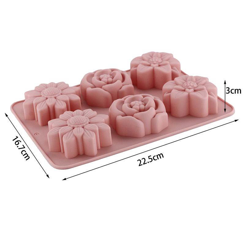 

Силиконовая форма в форме цветка с 6 отверстиями, форма для выпечки мусса, шоколадного хлеба, лунного кекса